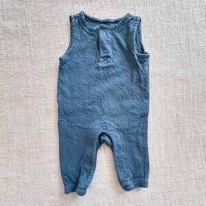 Tea Collection Blue Textured Romper EUC 0-3mo